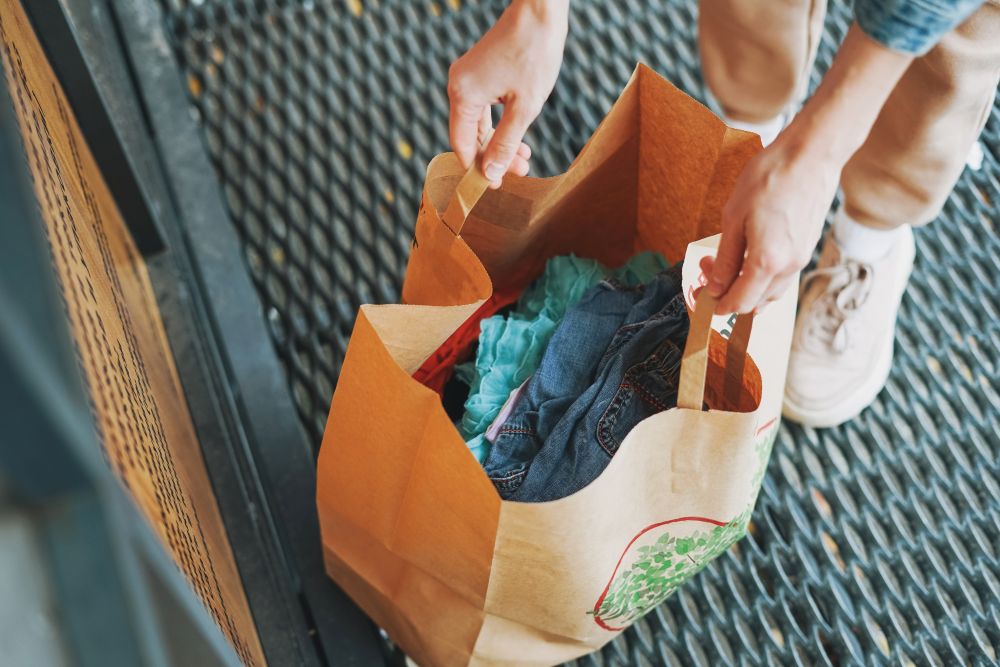 A shopper holding a basket in a bright retail environment (placeholder image).